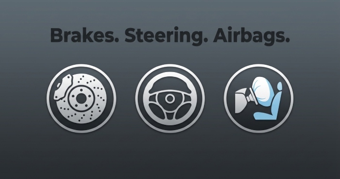 Brakes, steering, airbags