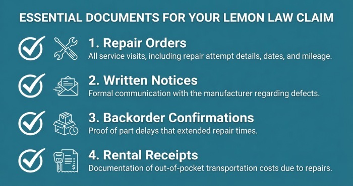 documents for lemon law