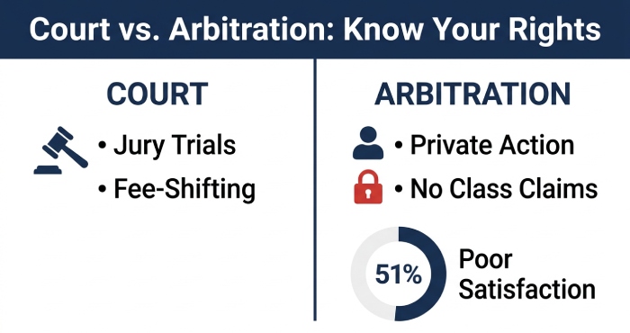 Court vs Arbitration Infographic