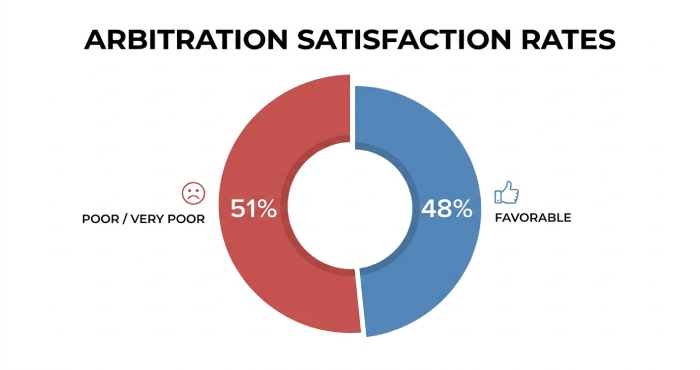 Arbitration Satisfaction Rates: 51% Poor vs. 48% Favorable